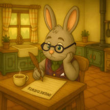 Nutty Rabbit writing a list of ingredients